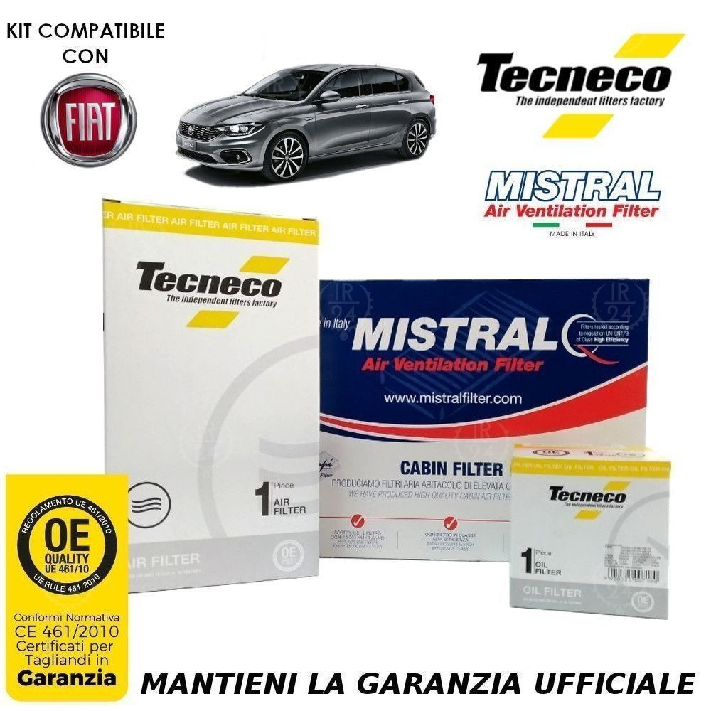 KIT TAGLIANDO 4 FILTRI OLIO 0W20 PER FIAT TIPO 1.3 D MULTIJET 11/2015